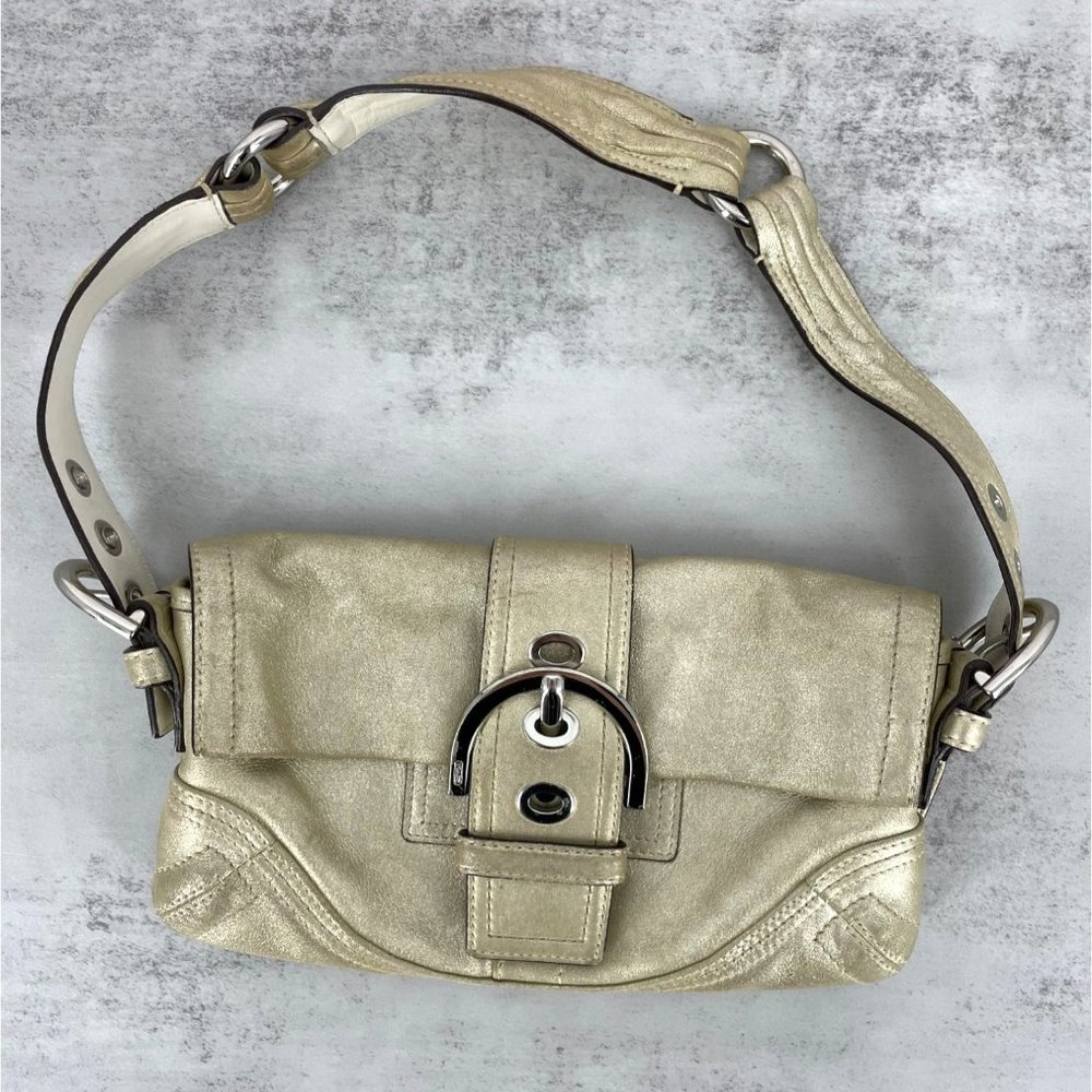 Coach Gold Leather Small Purse Satchel Handbag